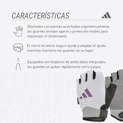 Adidas Guantes Performance para Mujer Color Gris